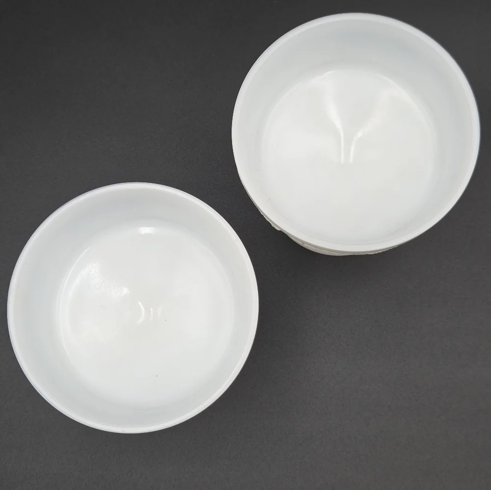 VTG‎ Anchor Hocking Milk Glass Harvest Grape & Leaves Set/2 Footed Dessert Bowls